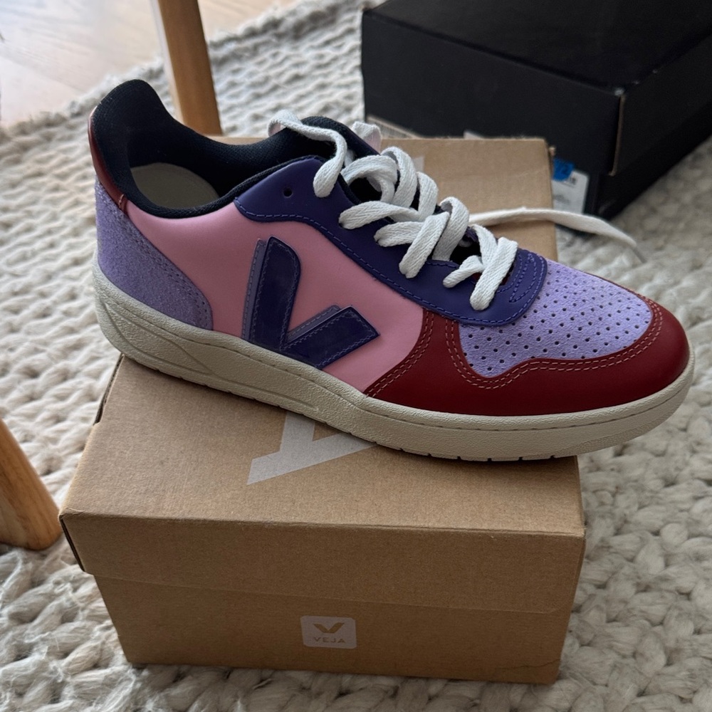 Veja Red and Purple Accent Sneakers